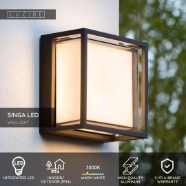 SINGA LED āra sienas lampa LED 1×10W 3000K melna (Lucide)