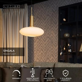 SINGALA piekaramā lampa Ø30 cm E27 matēta zelta / misiņa (Lucide)