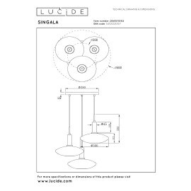SINGALA piekaramā lampa Ø55 cm 3xE27 matēta zelta / misiņa (Lucide)