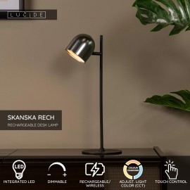 SKANSKA RECH uzlādējama galda lampa LED 1x3 W 3000-6000K pelēka dzelzs (Lucide)