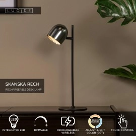 SKANSKA RECH uzlādējama galda lampa LED 1x3 W 3000-6000K pelēka dzelzs (Lucide)