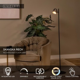 SKANSKA RECH uzlādējama stāvlampa LED 1x3 W 3000-6000K pelēka dzelzs (Lucide)