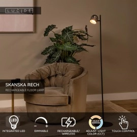 SKANSKA RECH uzlādējama stāvlampa LED 1x3 W 3000-6000K pelēka dzelzs (Lucide)