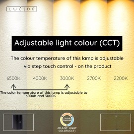 SKANSKA RECH uzlādējama stāvlampa LED 1x3 W 3000-6000K pelēka dzelzs (Lucide)