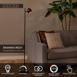 SKANSKA RECH uzlādējama stāvlampa LED 1x3 W 3000-6000K kafijas brūna (Lucide)
