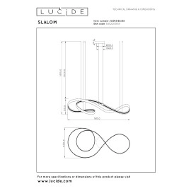 SLALOM piekaramā lampa 80W krēmkrāsā (Lucide)