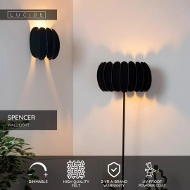 SPENCER sienas lampa 1xE27 melna (Lucide)