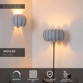 SPENCER sienas lampa 1xE27 40 W pelēka (Lucide)