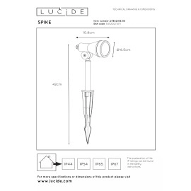 SPIKE dārza prožektors 1×5W GU10 melna (Lucide)
