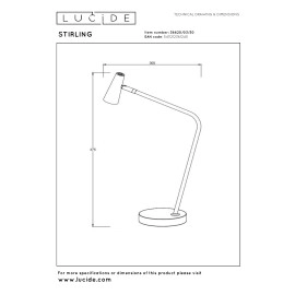 STIRLING uzlādējama LED galda lampa 3 W 2700 K melna (Lucide)