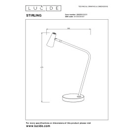 STIRLING uzlādējama LED galda lampa 3 W 2700 K balta (Lucide)