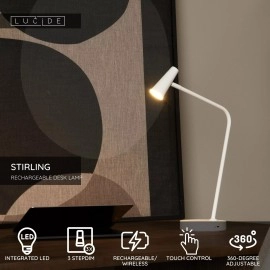 STIRLING uzlādējama LED galda lampa 3 W 2700 K balta (Lucide)
