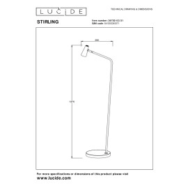 STIRLING uzlādējama LED stāvlampa 3W 2700K balta (Lucide)