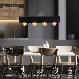 SURTUS piekarama lampa 4xE27 melna (Lucide)