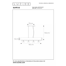 SURTUS piekarama lampa 4xE27 melna (Lucide)