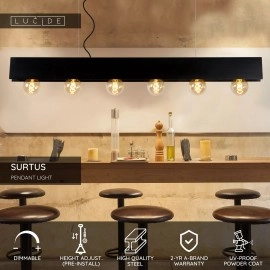 SURTUS piekarama lampa 6xE27 melna (Lucide)