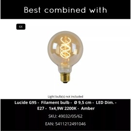 SURTUS piekarama lampa 6xE27 melna (Lucide)