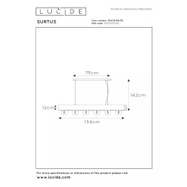 SURTUS piekarama lampa 6xE27 melna (Lucide)