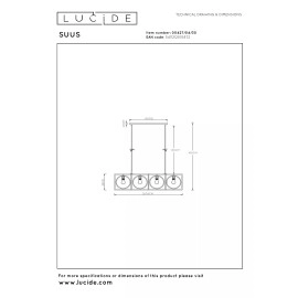 SUUS Piekaramā lampa 4x40W E27 melna (Lucide)