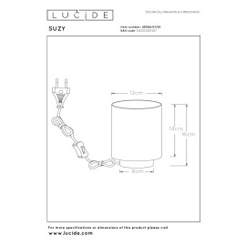 SUZY galda lampa Ø12 cm 1xE14 40 W melna (Lucide)