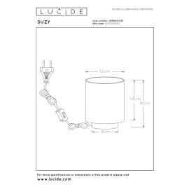 SUZY galda lampa Ø12 cm 1xE14 40 W melna (Lucide)