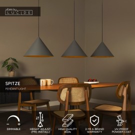 Piekarama lampa SPITZE 3xE27 40W pelēka (Lucide)