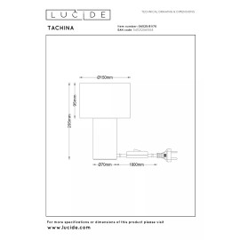 TACHINA galda lampa 17x17 cm 1xE14 dabīga (Lucide)
