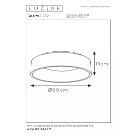 TALOWE LED griestu lampa Ø60 cm LED 42 W melna (Lucide)