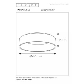 TALOWE LED griestu lampa Ø60 cm LED 42 W balta (Lucide)