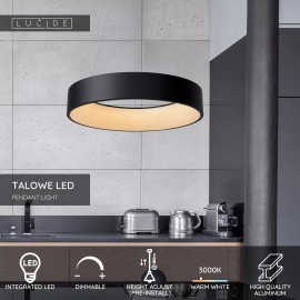 TALOWE LED piekaramā lampa Ø60 cm dimmējama 39W 3000K melna (Lucide)