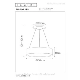 TALOWE LED piekaramā lampa Ø60 cm dimmējama 39W 3000K melna (Lucide)