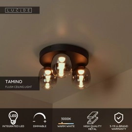TAMINO griestu gaismeklis LED 5,6 W 3000K melns (Lucide)
