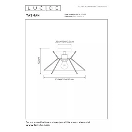 TASMAN griestu lampa Ø32 cm E27 dabīga (Lucide)