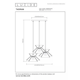TASMAN piekaramā lampa 3xE27 dabīga (Lucide)