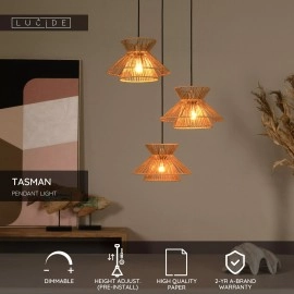 TASMAN piekaramā lampa 3xE27 dabīga (Lucide)