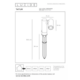 TATUM dārza prožektors 1x4.5W Integrated LED IP65 antracīta (Lucide)
