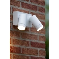 TAYLOR āra sienas prožektors ar kustības sensoru 2 × 50 W GU10 balta (Lucide)