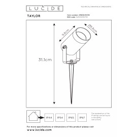 TAYLOR dārza prožektors 1xGU10 melns (Lucide)