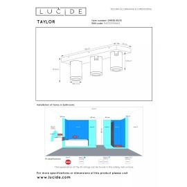 TAYLOR Vannas istabas griestu prožektors 3x5W GU10 IP44 balta (Lucide)