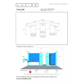 TAYLOR vannas istabas griestu prožektors GU10 LED 5 W 2200-3000 K balta (Lucide)