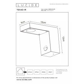 TEXAS-IR āra sienas spot gaismeklis LED 1×7W 3000K antracīta (Lucide)