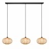 THULINE piekaramā lampa 141 × 31 cm 3×E27 gaiša bambusa (Lucide)