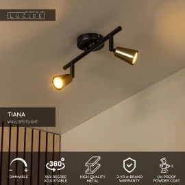 TIANA sienas prožektors 2xGU10 šampanieša tonī (Lucide)