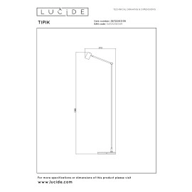 TIPIK uzlādējama LED stāvlampa 3 W 2700 K melna (Lucide)