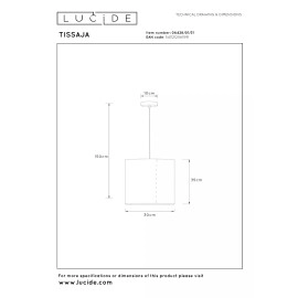 TISSAJA piekaramā lampa Ø 30 cm, 1xE27, balta (Lucide)