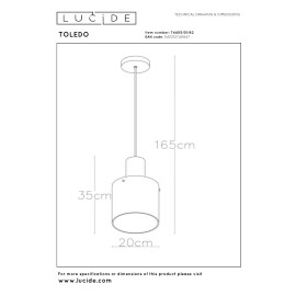 TOLEDO piekaramā lampa Ø 20 cm, 1xE27, dzintara tonī (Lucide)