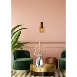 TOLEDO piekaramā lampa Ø 20 cm, 1xE27, dzintara tonī (Lucide)