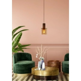 TOLEDO piekaramā lampa Ø 20 cm, 1xE27, dzintara tonī (Lucide)