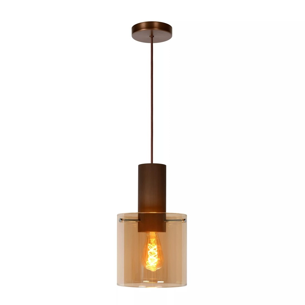 TOLEDO piekaramā lampa Ø 20 cm, 1xE27, dzintara tonī (Lucide)