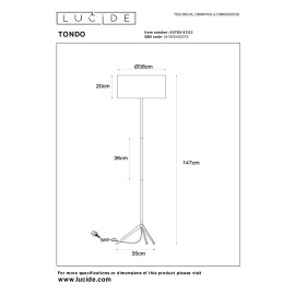 TONDO stāvlampa Ø38 cm 1xE27 60 W matēta zelta/misiņa (Lucide)